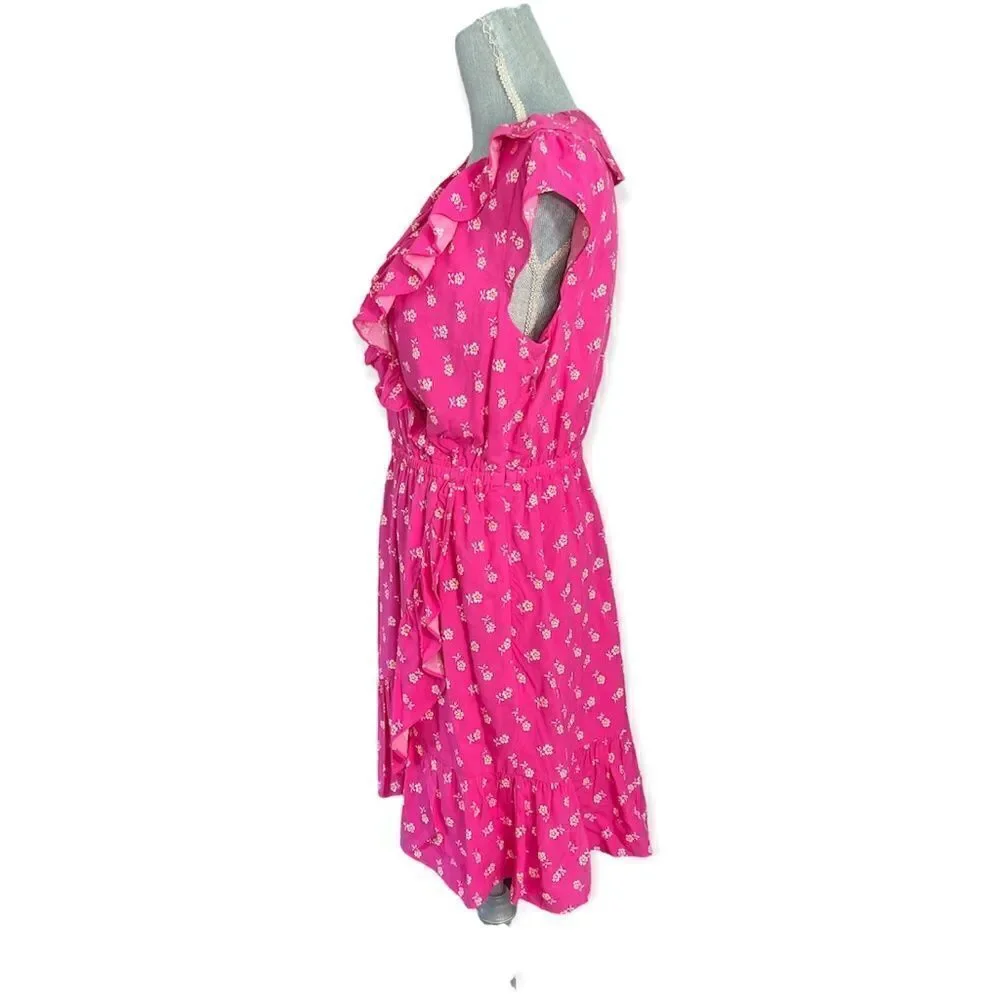 J. Crew New With Tags V-Neck Ruffle Faux Wrap Floral Print Dress Size 6